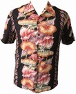 KALAKAUA - ORIGINAL HAWAIIHEMD - ANTHURIUM - BLACK