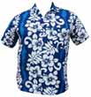 HAWAII HEMD CLASSIC FLOWER - HELLBLAU