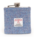 Harris Tweed 6oz Hip Flask - Blue Herringbone