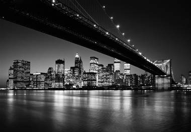 Fototapete - Manhattan Skyline - Schwarz - Weiss - Brooklyn Bridge - Klicken f�r gr�ssere Ansicht